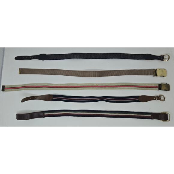 Vintage Children's Belt Lot of 5 Woven Elastic Leather 24" to 26" Adjustable - Picture 1 of 16